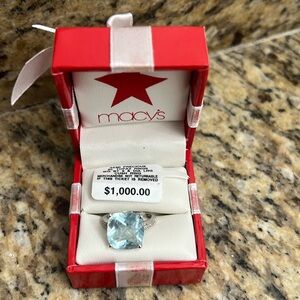 Blue Topaz and Diamond Ring size 6.5